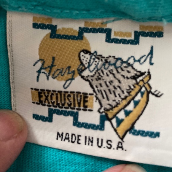 HAZELWOOD VINTAGE T SHIRT, TURQUOISE WITH CACTUS M NWOT - Picture 5 of 5